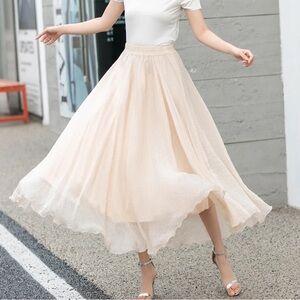 xiaolizi Boho Chiffon Maxi Skirt